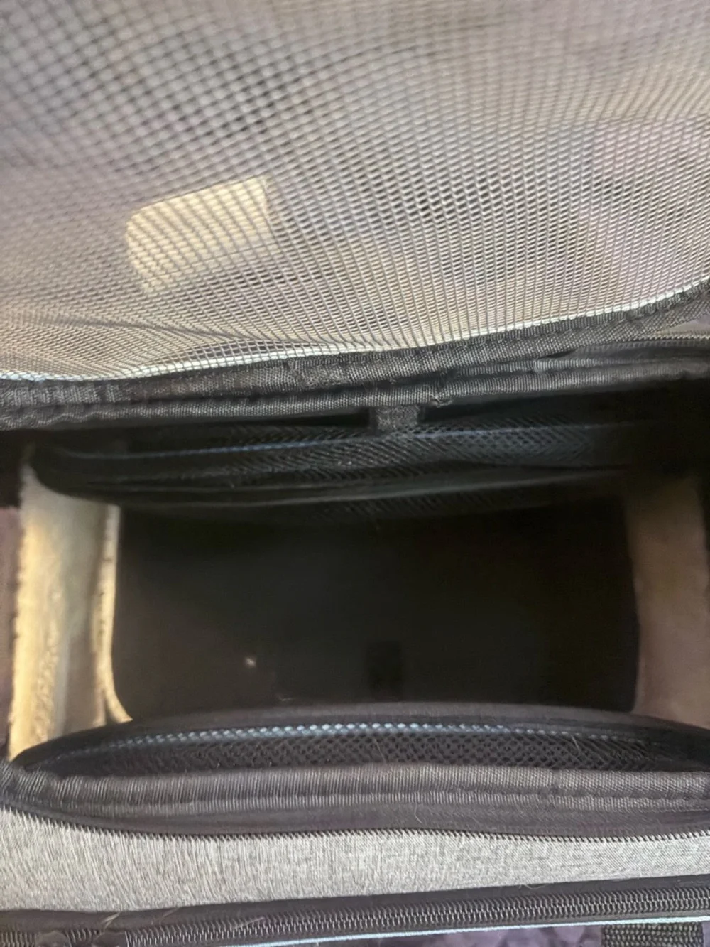 Grey Nylon pet carrier Travel Duffel with Light Blue Trim